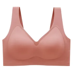 Fixed Cup Wide Straps Wireless Push-up Summer Nylon Seamless Push up Big Breast Anti Sagging Adults Plus Size Bralette