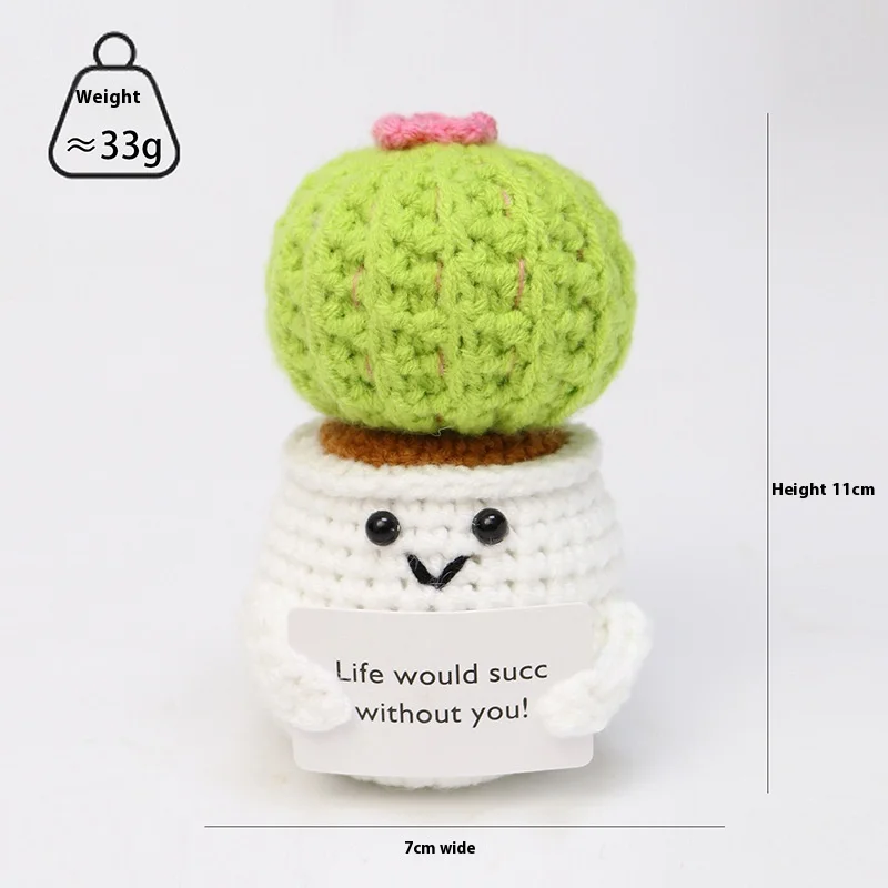 Hand-Knitted Wool Crocheted Cross-Border Ornaments Small Doll Cactus Potato Doctor Hat Frog Big Eyes PP Cotton Filling Hot Model