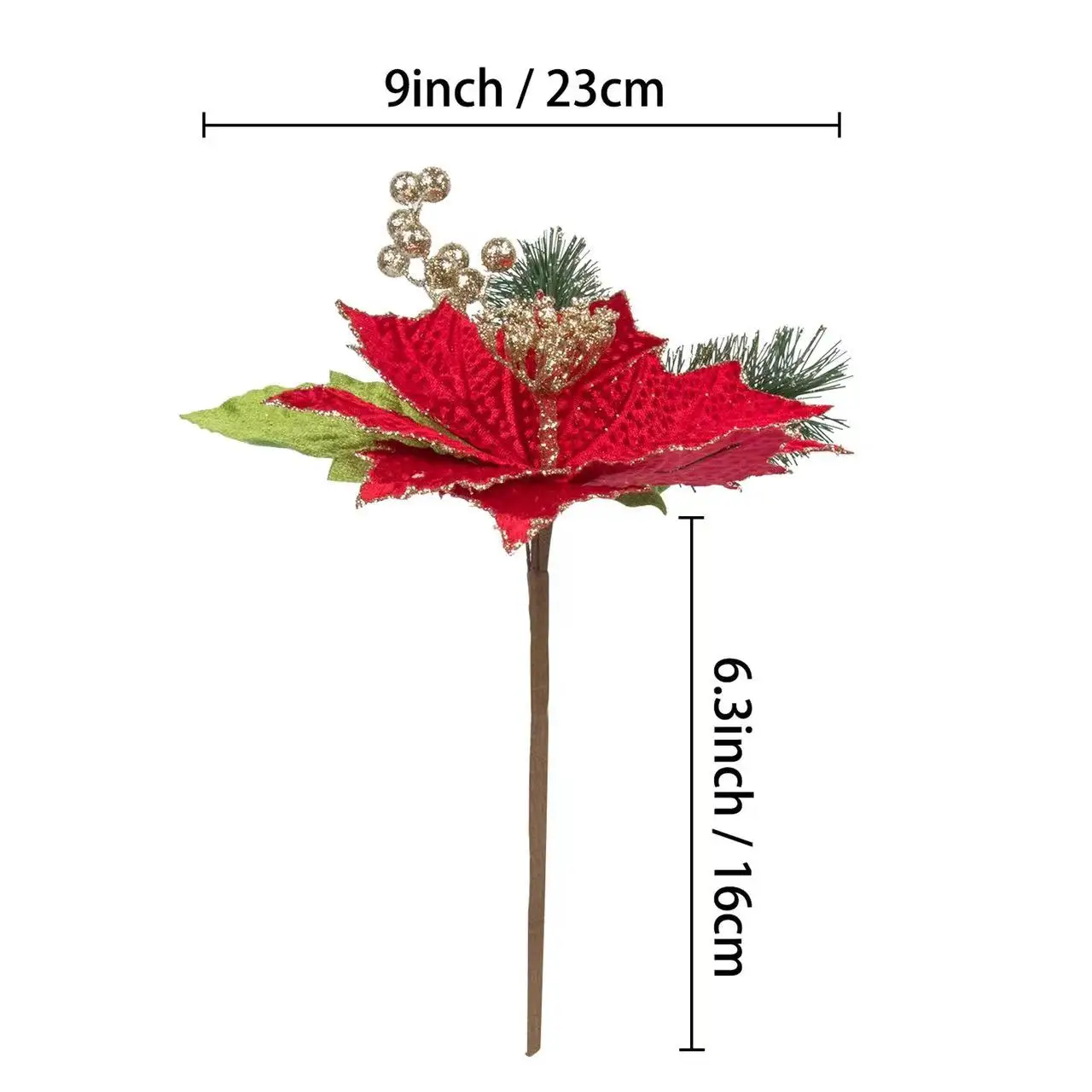 Custom Poinsettia Artificial Flowers Stem Christmas Floral Picks Wholesale Buy Artificial