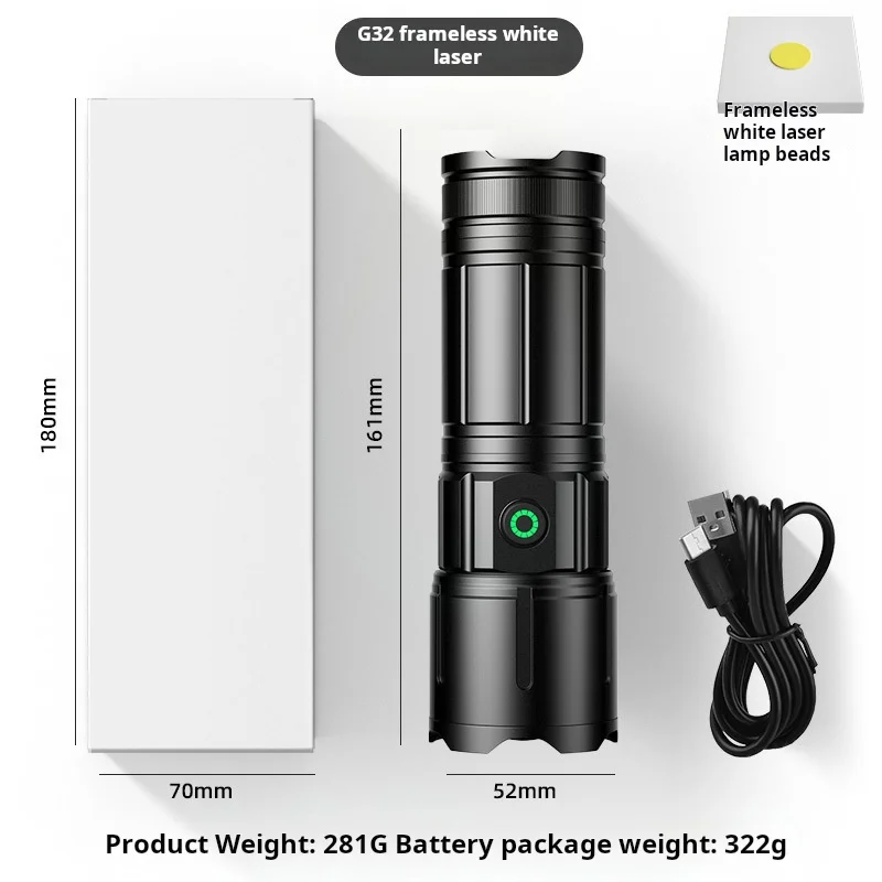 Strong Light Long Range Flashlight Ultra Bright Rechargeable White Laser Outdoor Flashlights