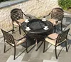 Chaise carrée 4, table de cuisson en carbone 106 cm