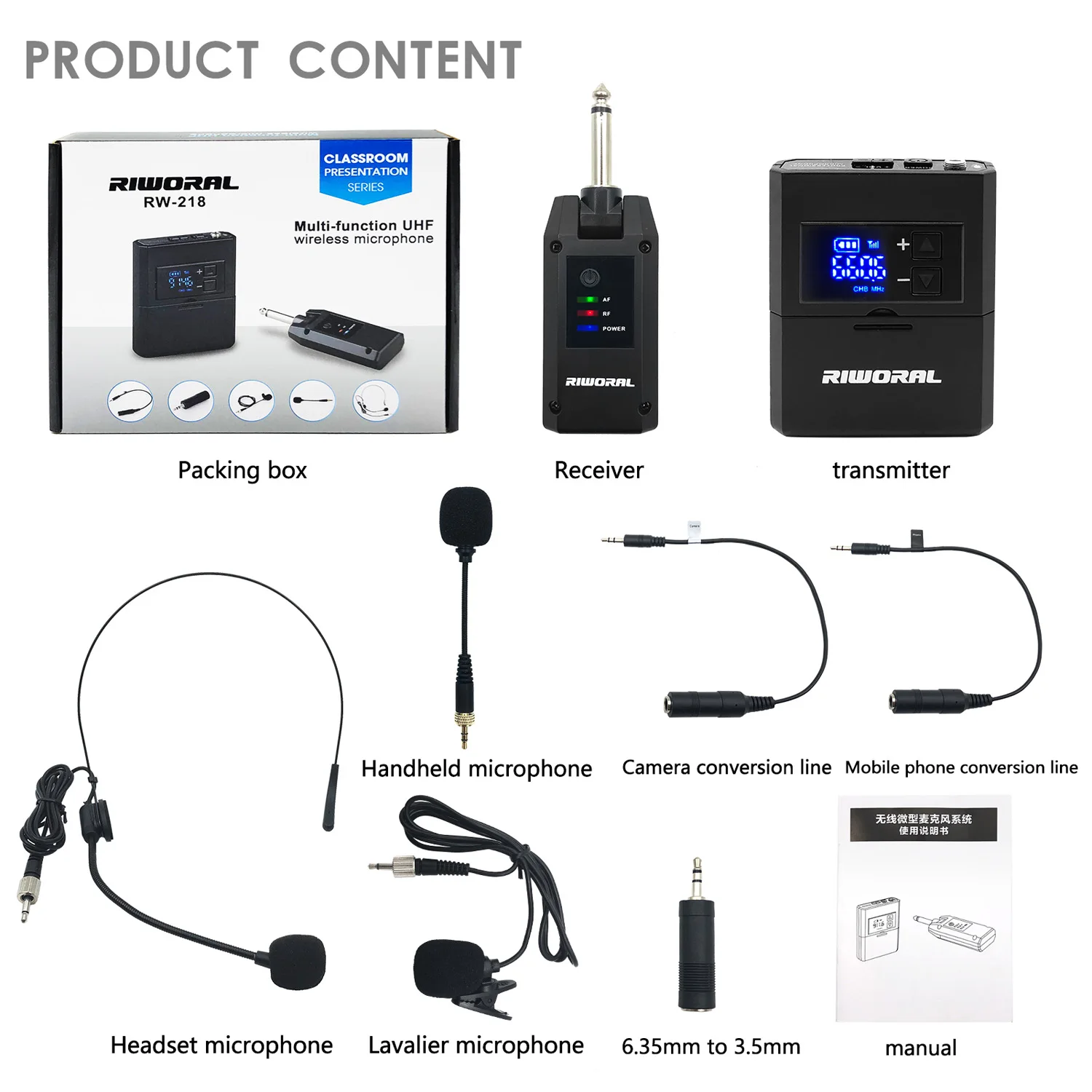 RW218 Professional Uhf Recording Mic - Wireless Lavalier