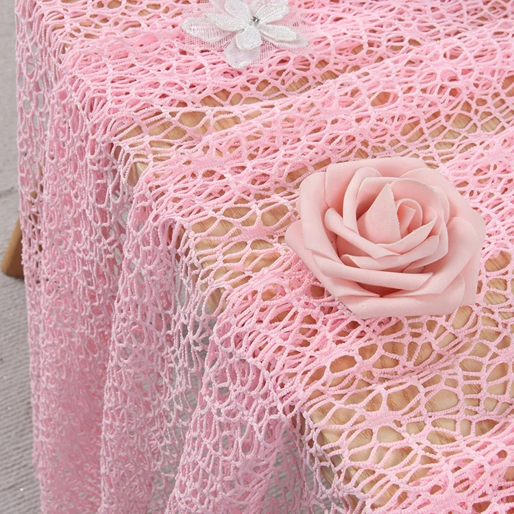 RTS 6 Colors Hollowed Out Polyester Spandex Spider Web Tulle Embroider Mesh Lace Fabric for Stage Fashion Clothing Fabric