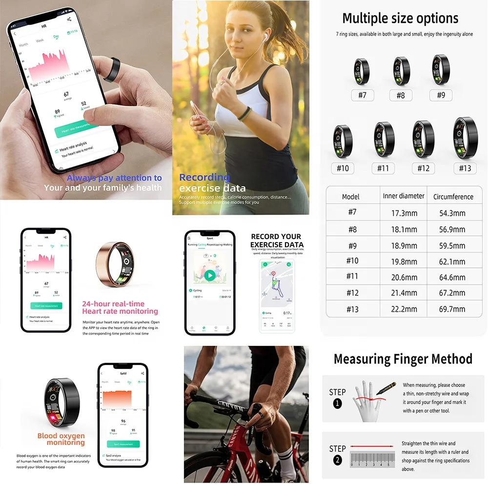 R11M Waterproof Electronic Smart Ring Intelligent Sport Fitness Sleep Health Care AI tracker Monitor Smart Ring R11M