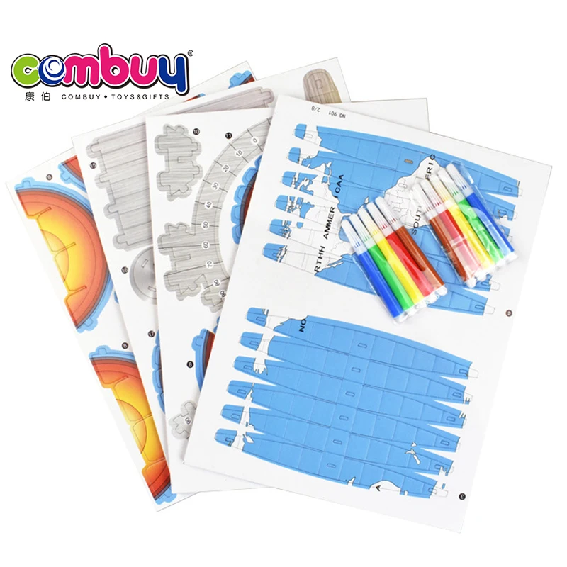 Drawing Colorful Puzzle Globe Model Kids 3d Painting Paper with Pen