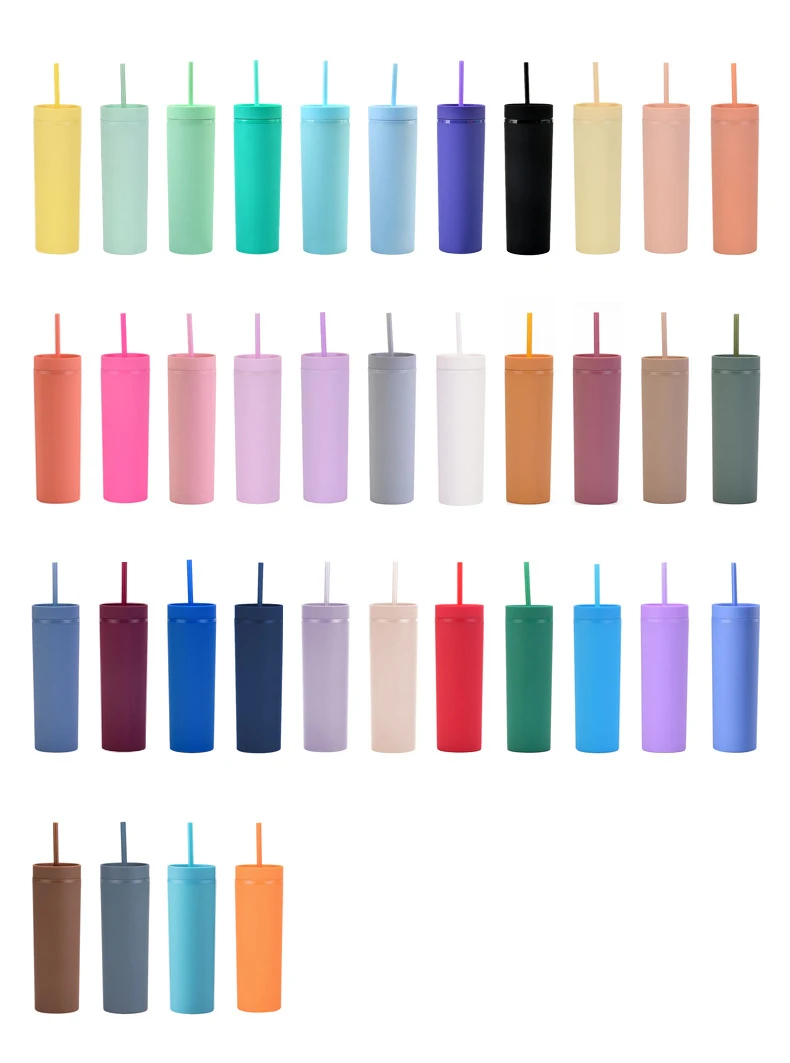 Customized Matte Acrylic Tumblers 16oz Double Wall Skinny Tumblers