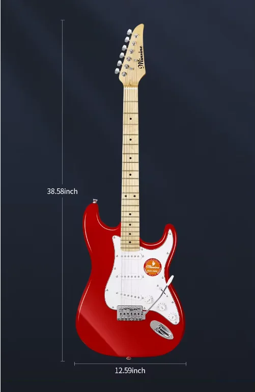 MS-100 Red 6 Strings ST Model Body Basswood Bridge System Tremolo Fingerboard Rosewood  Solo Electric Guitar