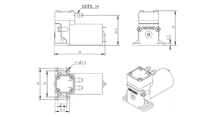 Kamoer KLP180 12V 24V Micro Diaphragm Water Liquid Transfer Pump Diaphragm Ink Pump