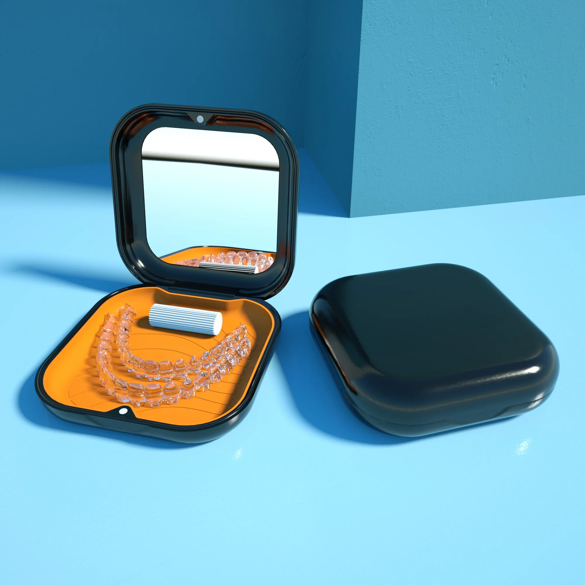 Невидимый ящик для хранения черный белый магнитный держатель зубных протезов фиксатор Защитный Контейнер