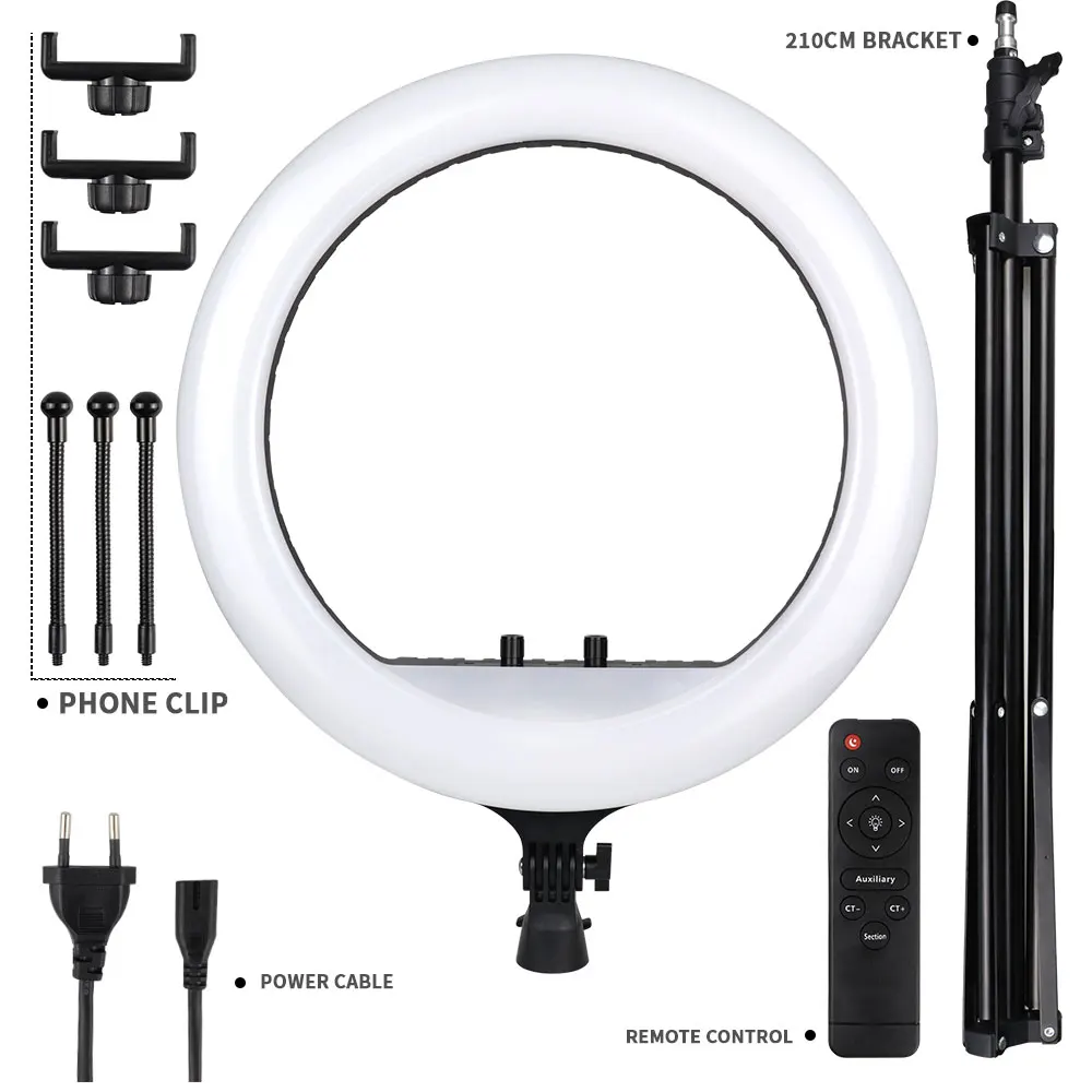 Кольцевой светильник 21 дюйм 54 см Внешний 65 Вт 2700 - 6500K Диммируемый большой светодиодный кольцевой с