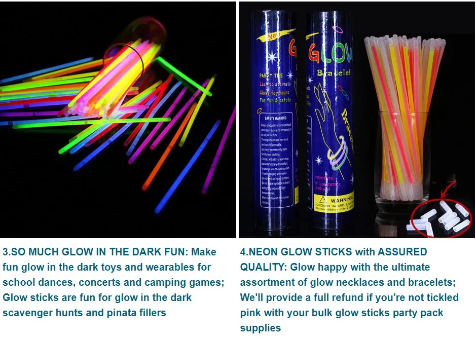 Customized Festive Party Glow Sticks Bracelet Bulk Party Supplies Neon