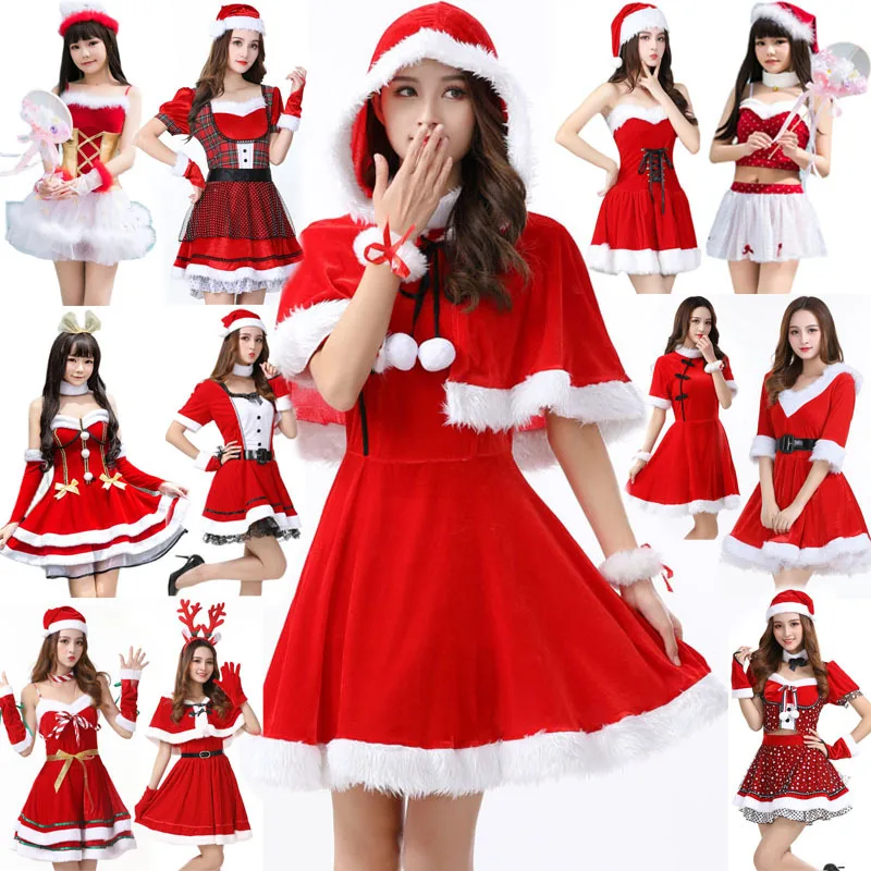 New Christmas Cute Women Santa Claus Dress Red Female Autumn Winter ...