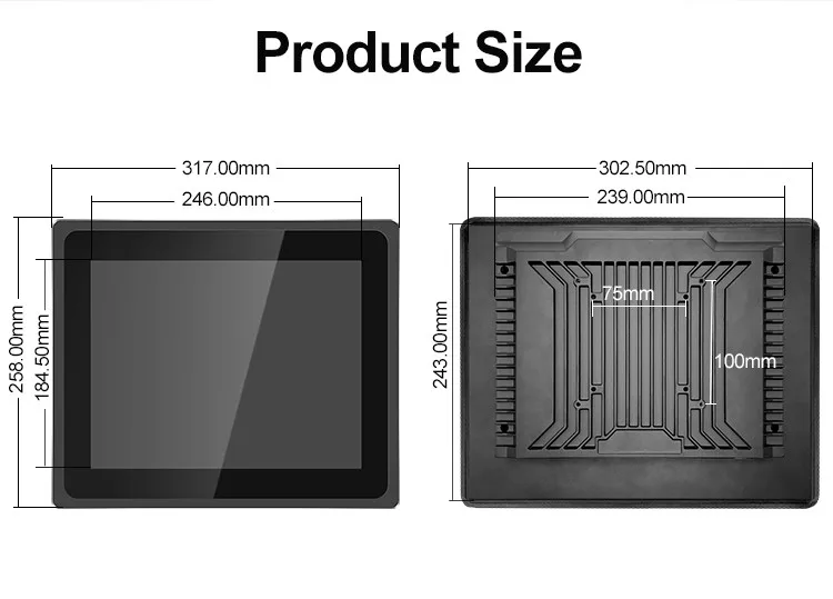 New 12 Inch USB/VGA/DVI Capacitive Touchscreen 1024*768 TFT LCD Display Industrial POS Monitor for Business