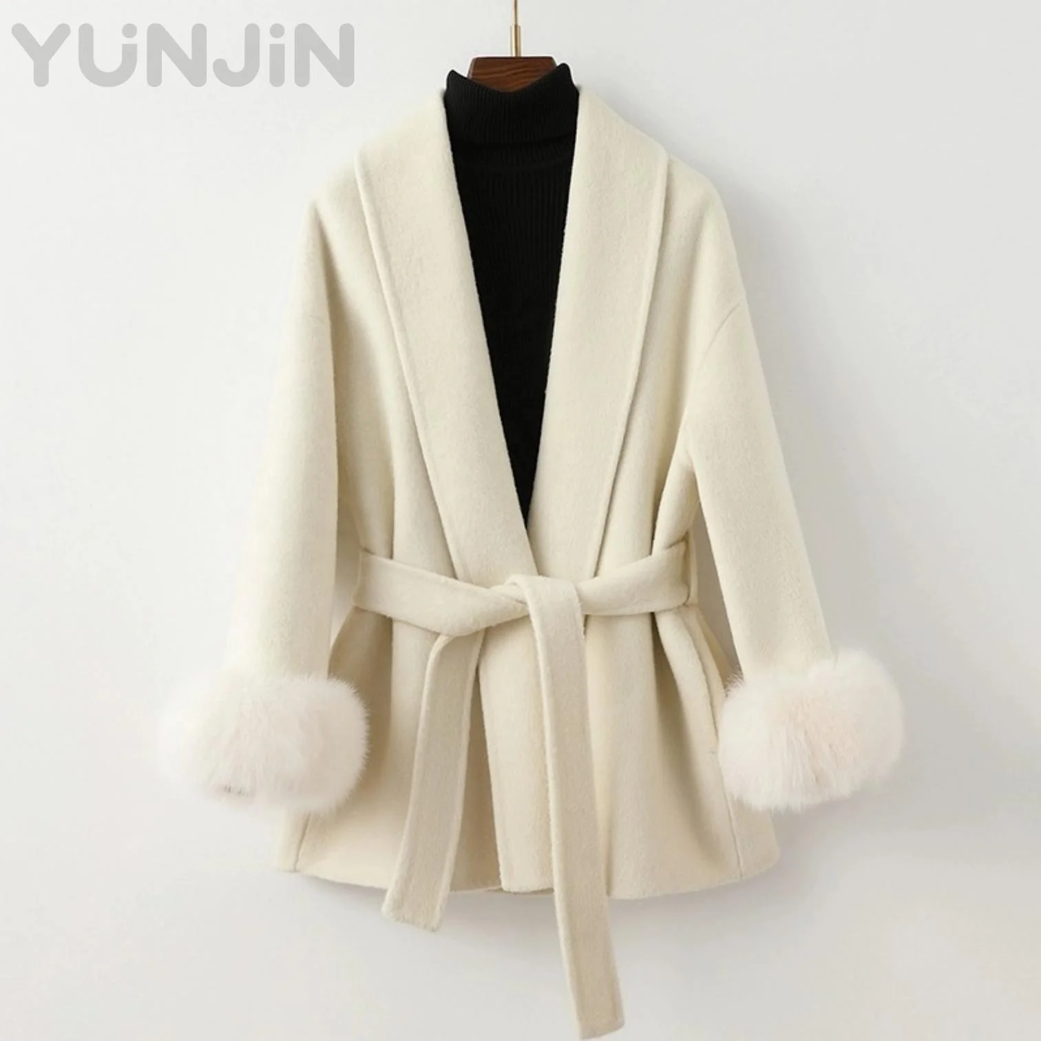 New Luxury Women's Double Face Wool Coat Real