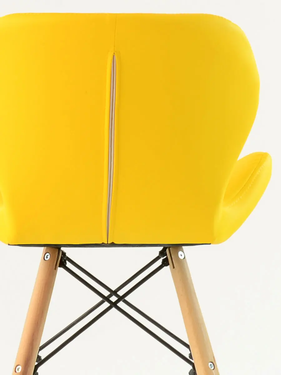 Scandinavian Stylish Comfortable Yellow Faux Leather Cafe Dining Chair