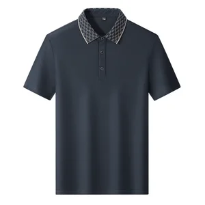 Summer Large Size Twill Ice Silk Casual Breathable Anti-Pilling Solid Short-Sleeved Loose Sports Lapel Men's for Shirt