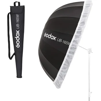 Godox UB-165W  65cm Inner Silver Parabolic Deep Reflective Umbrella Studio Soft Light Umbrella with White Diffuser Cover