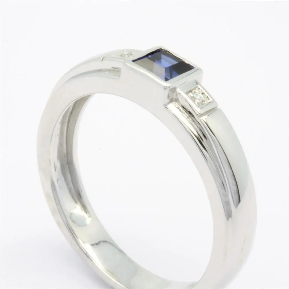 Thanksgiving Day Custom 18K 14K 9K White Gold Natural Blue Sapphire Diamond Smart Jewelry Ring for Men