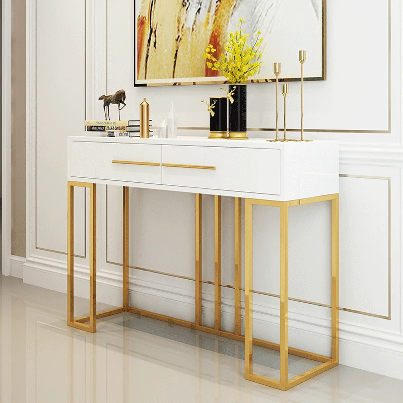 2021 Latest Large Storage Elegant Hallway Wooden French Console Table With Drawers