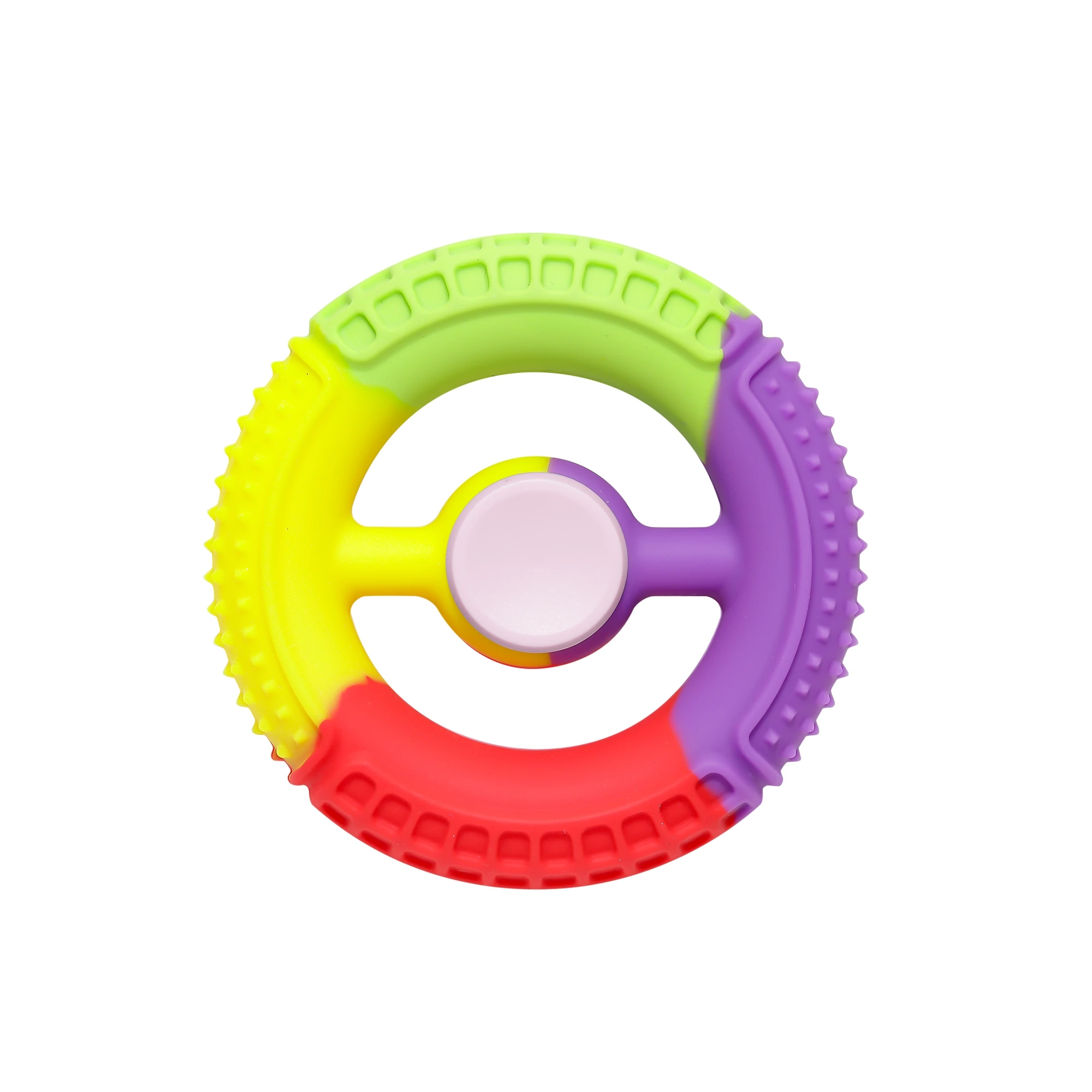 Custom Center Pink Cover Decompression Artifact Simple Silicone Fidget Spinner Squeeze and Rotating Gyro Hand Grip