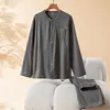 Men's Stand-Collar Dark Gray Suit