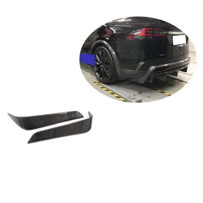 Carbon Fiber Reartbumper Blade Spoiler Vents Canards Wing For Tesla Model X 2016-2018