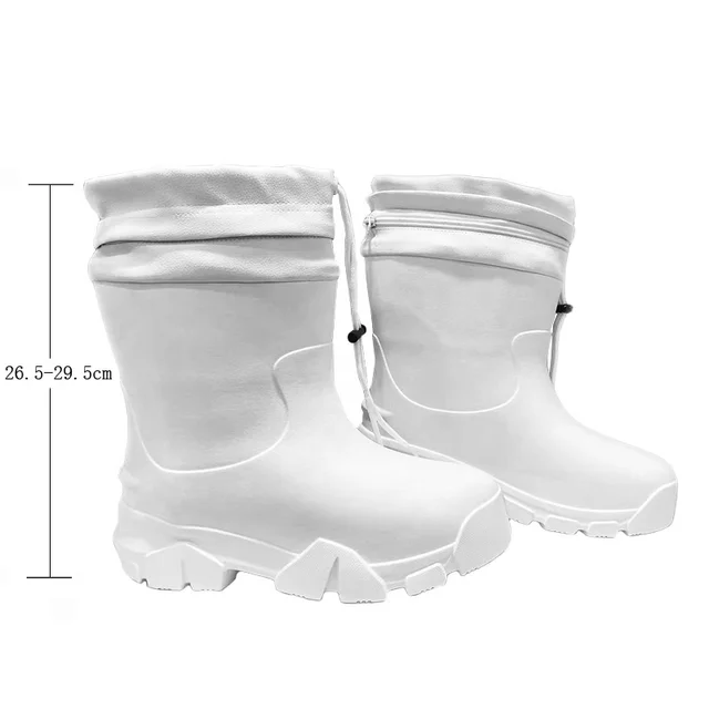 Ultra Light Soft Winter Shoe Kitchen Sea Food Fish Market Chemical Resistant Anti-slip Fabric Sock Lining White EVA Snow Boots