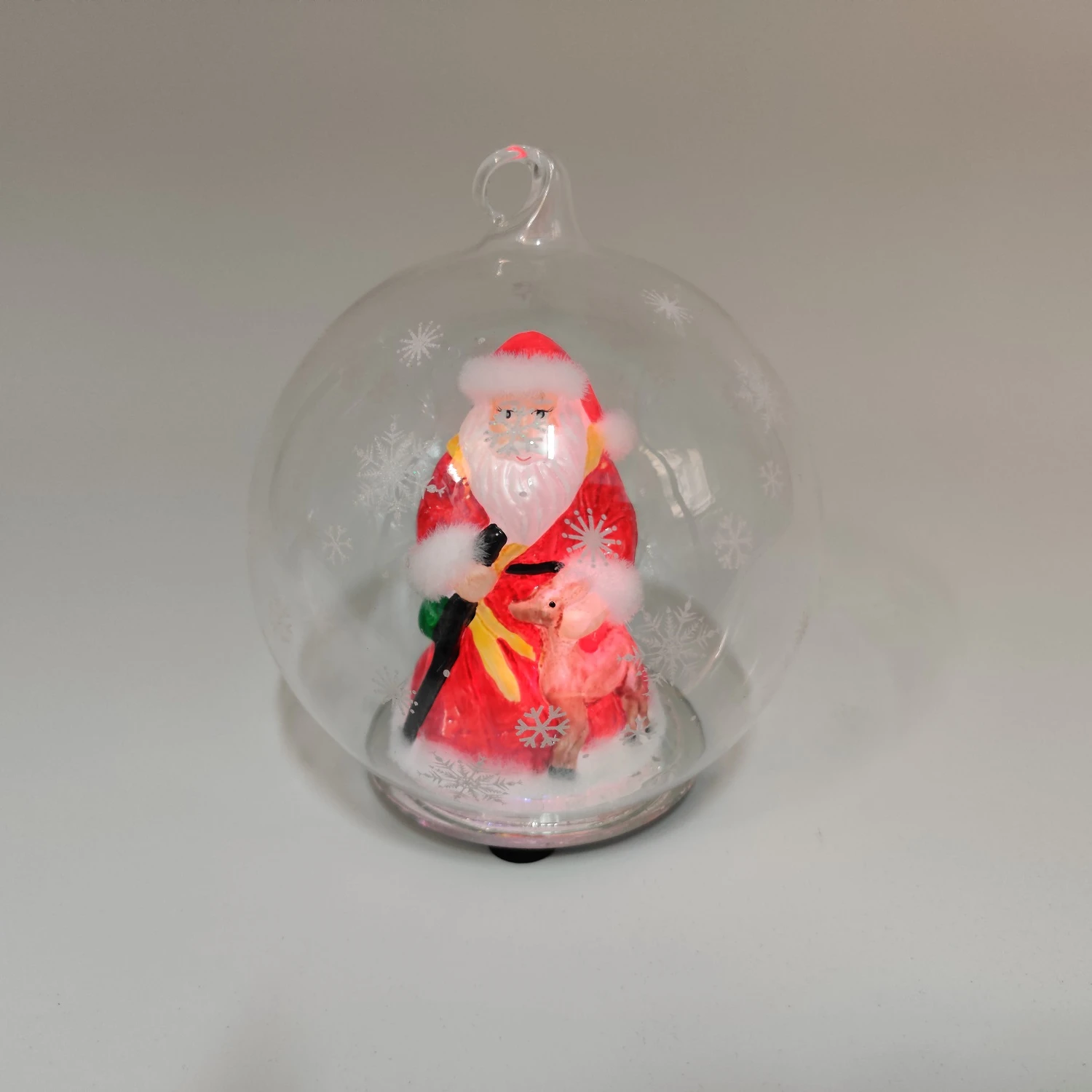 Wholesale clear decorative glass craft art led hanging hand blown hanging glass bauble balls Christmas decoration for sale