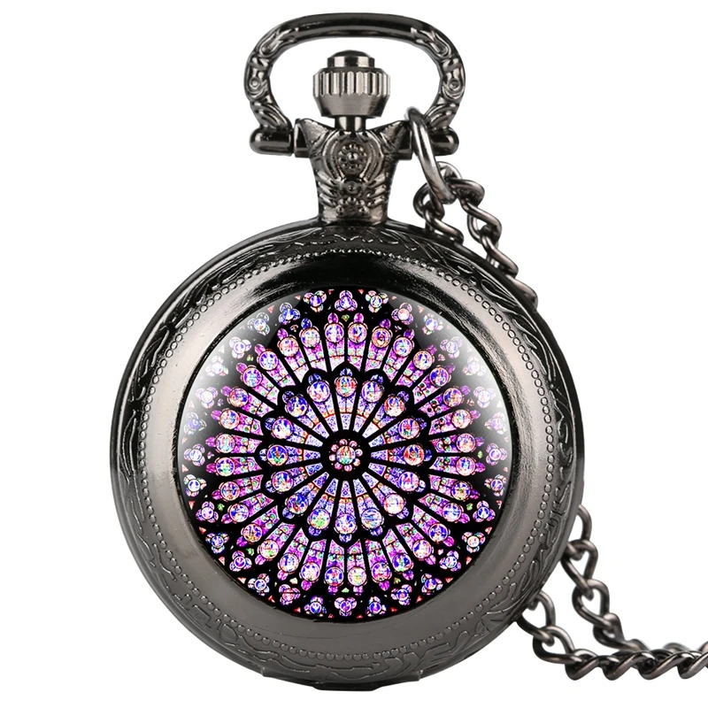 Necklace Pendant Clock Souvenir Gifts for Men Women Notre Dame De Paris Cathedral Pocket Watch