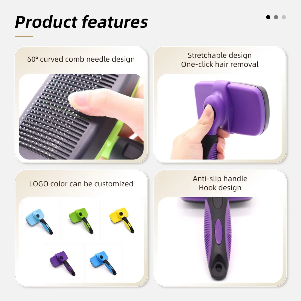 Wholesale Self Cleaning Stainless Steel Slicker Brush Eco-Friendly Eas - product detail 4