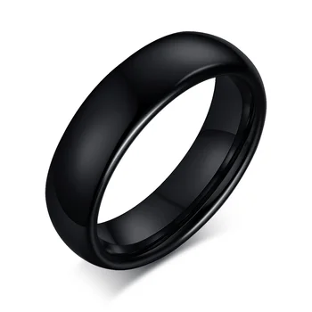 Wedding Engagement Band Comfort Fit 7-12 Domed High Polish Finger Jewelry 6mm Black Tungsten Rings for Men Women
