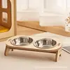 Set of two bowls-wooden stand with 2 bowls