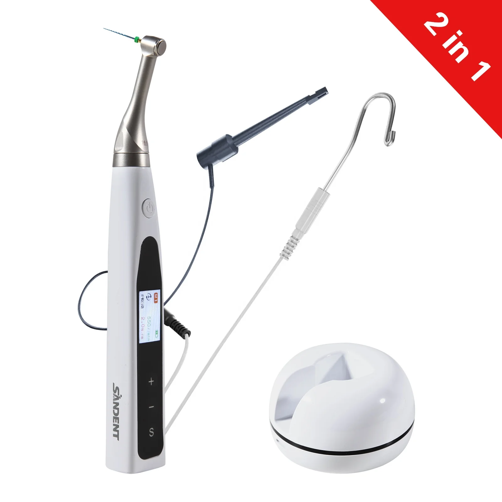 Dental 2In1 Wireless Endo Motor with Built-in Apex Locator 16:1 Reciprocating Contra Angle Root Canal Treatment Woodpecker Style