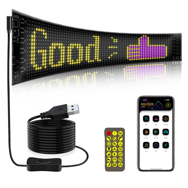 USB 5V LED Car Display Screen Popular App Control Remote Scrolling Bright Advertising LED Logo Matrix Pixel Panel Outdoor Use