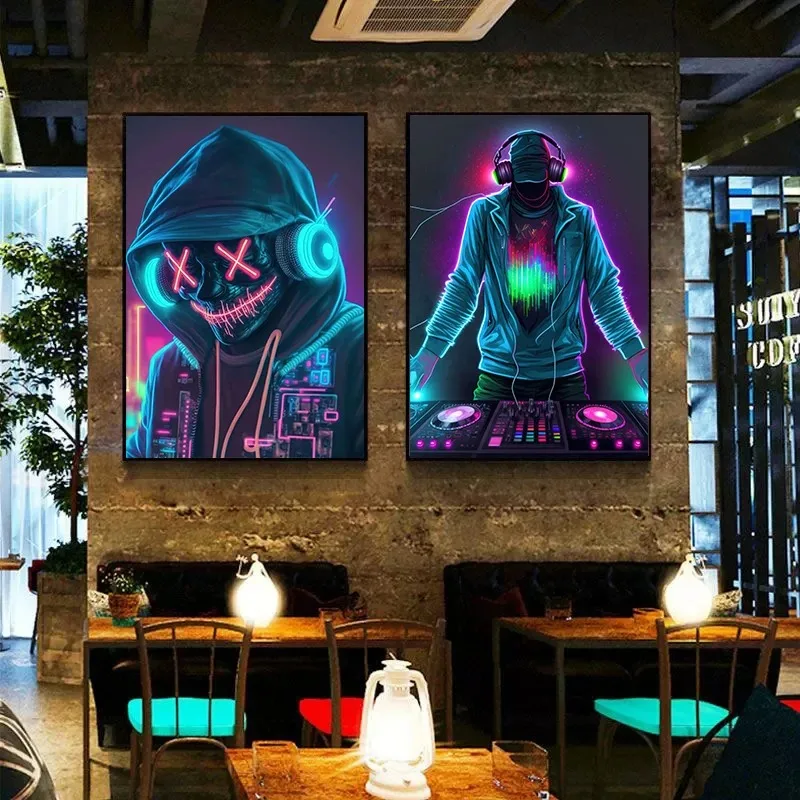 Modern Bar Club Room Home Decor Neon Design Music Cool DJ