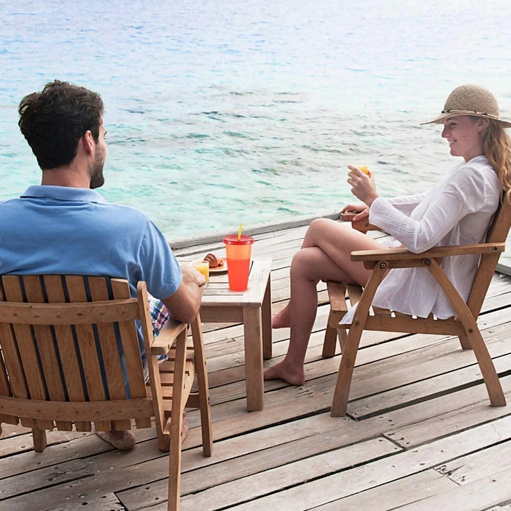 Экологичная пластиковая меняющая цвет чашка с крышкой и соломинкой 24 унции 700