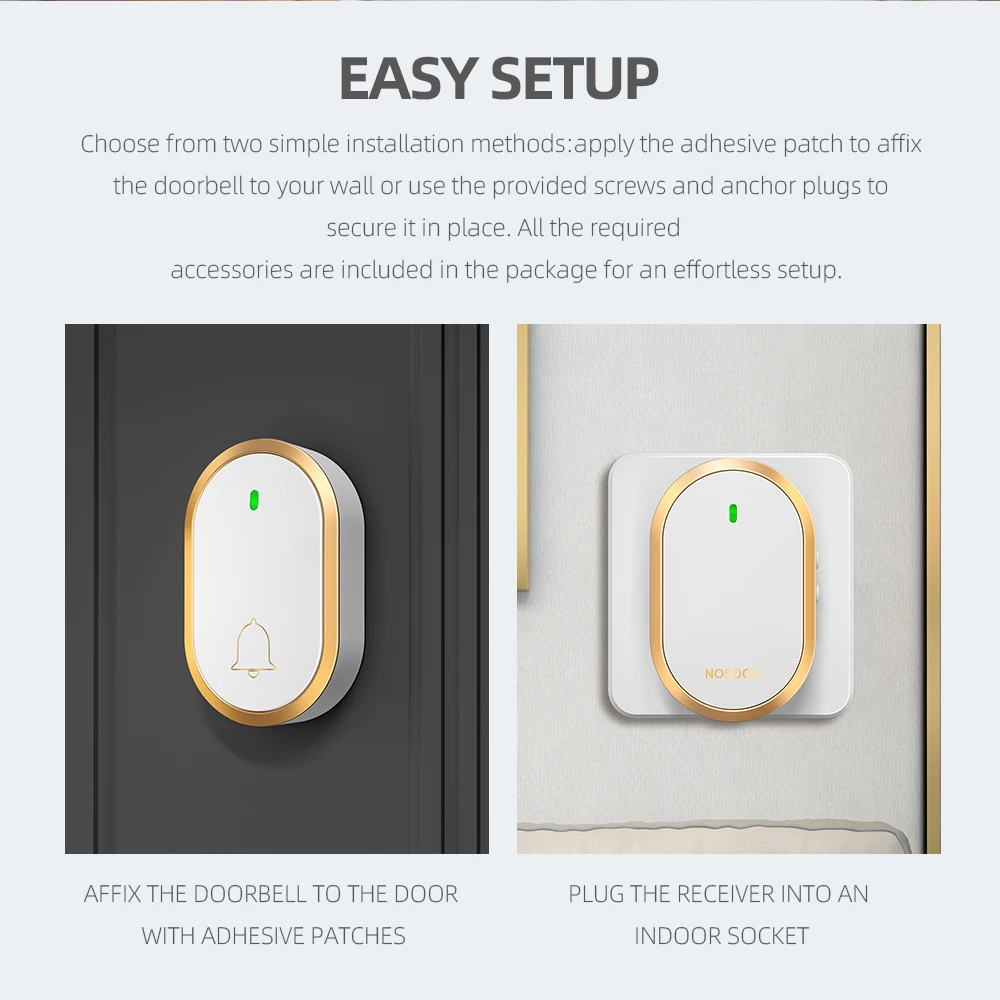 Smart Digital Wireless Doorbell Waterproof 300M Long Range EU UK US Plug Battery Ring Chime Door Bell