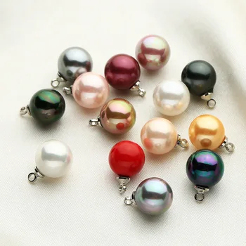 Wholesale 10mm Imitation Shell Round Ornament Pearl Round Loose Beads With Half Hole Jewelry Making