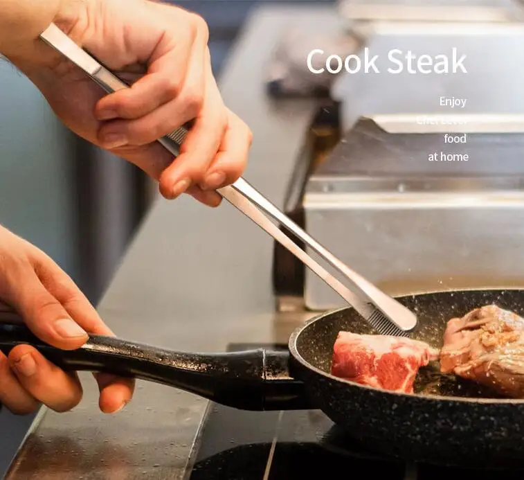 Stainless Steel Food Tweezers Set Straight Long Kitchen Food Tweezers BBQ Tongs supplier