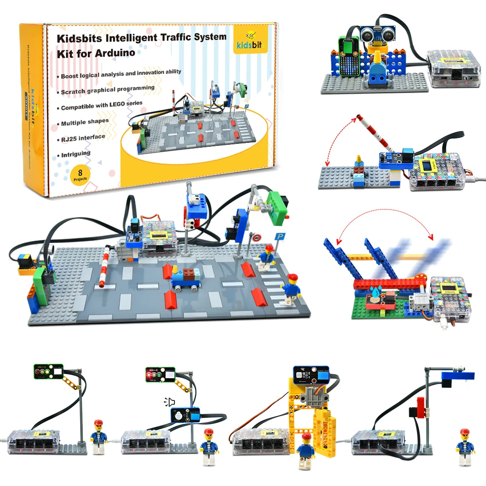 Kidsbits Intelligent Traffic System Kit DIY STEM Education Building Blocks Kit for Arduino