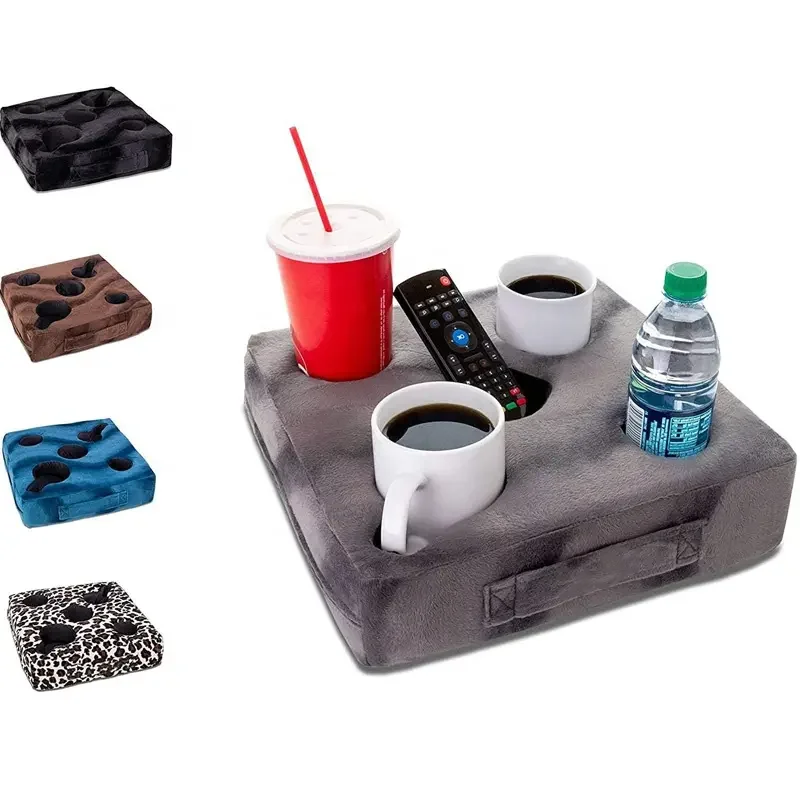 Pt New Arrival Cup Cozy Holder Laptop Pillow Cup Cozy Pillow 5 Holes For Car Sofa Buddy Square