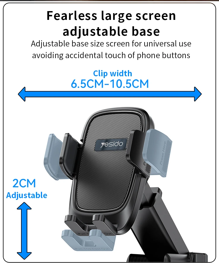 Yesido New Product Suction Cup Flexible Adjustment Long Arm Phone Holder Universal Dashboard Car Holder