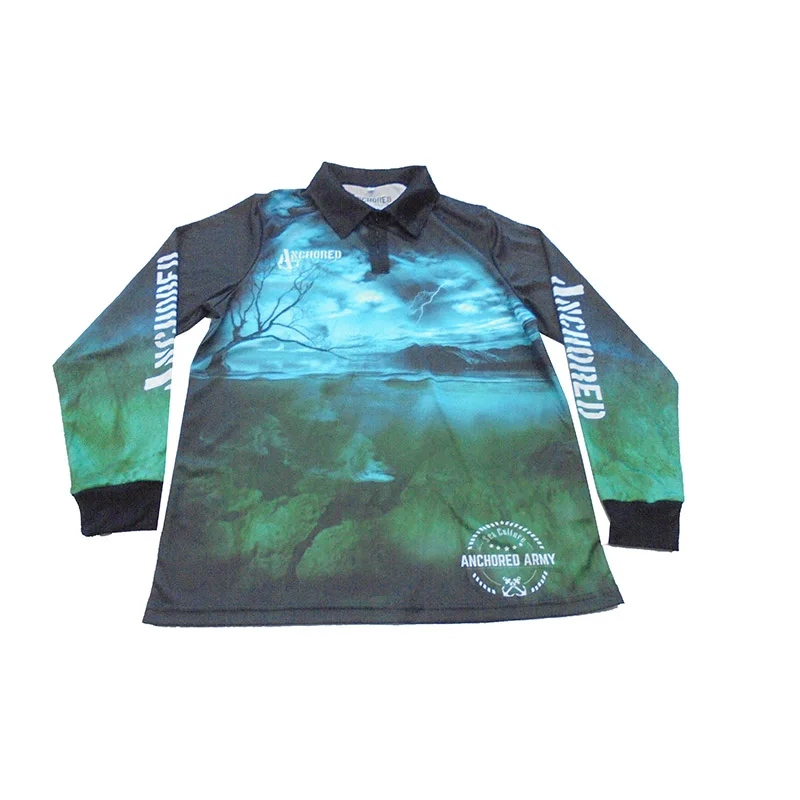 Пользовательские UPF 50 + полиэстер Сублимация Рыбалка рубашки с длинным рукавом Рыбалка Футболка Открытый спорт футболка