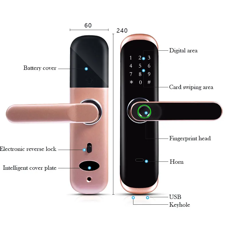 Tuya Tt Lock  App Smart Deadbolt Gate Biometric Cerradura Fingerprint Electronic Hotel Door  Lock