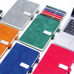 New Arrival Elegant Portable Journaling School Notebook Colorful Leather Hardcover with Penholder for Office & Travel