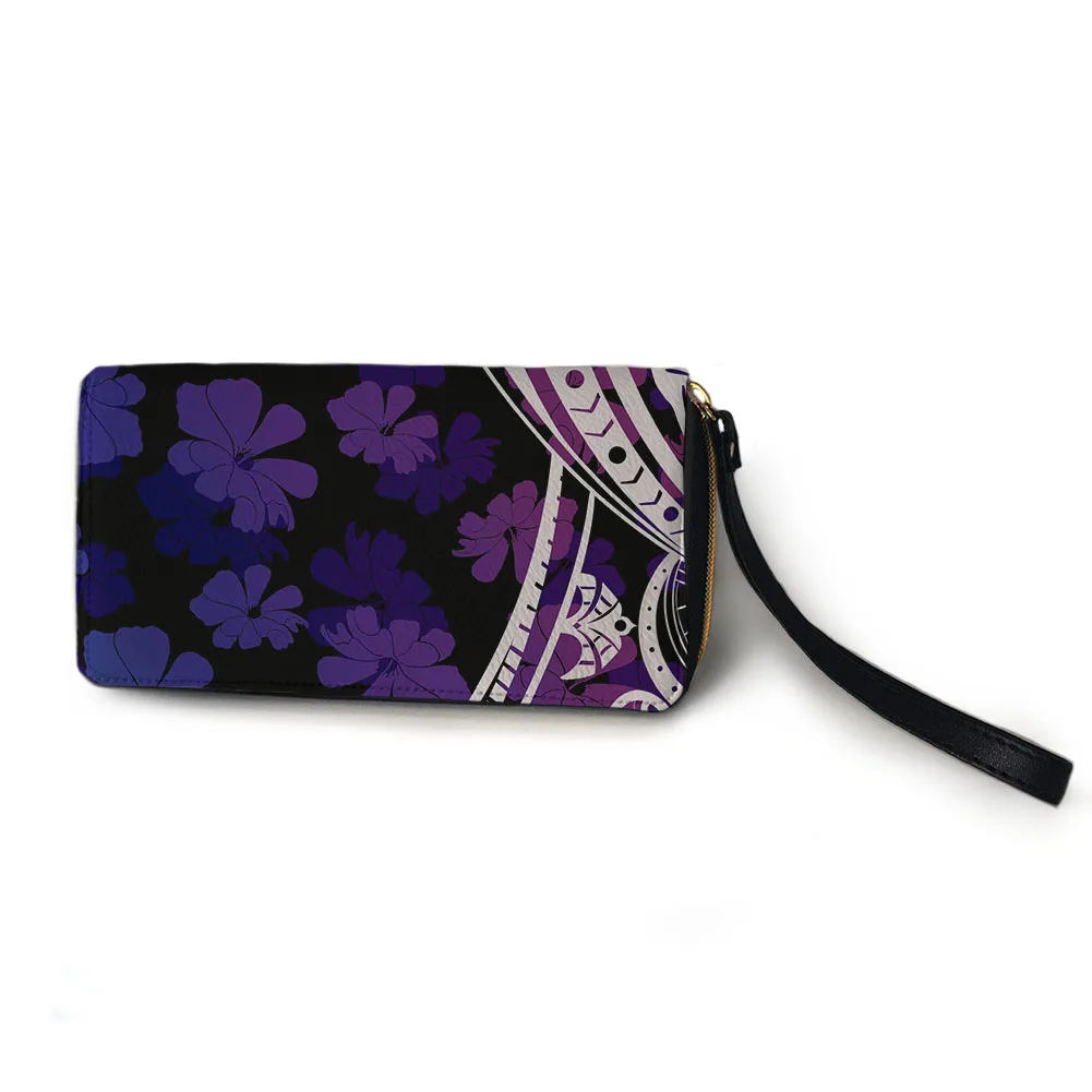 Wallet for Women Samoa Custom Personalised Tattoo Design Fiji Polynesian Style Card Holder Phone Purse Clutch With Wristlet