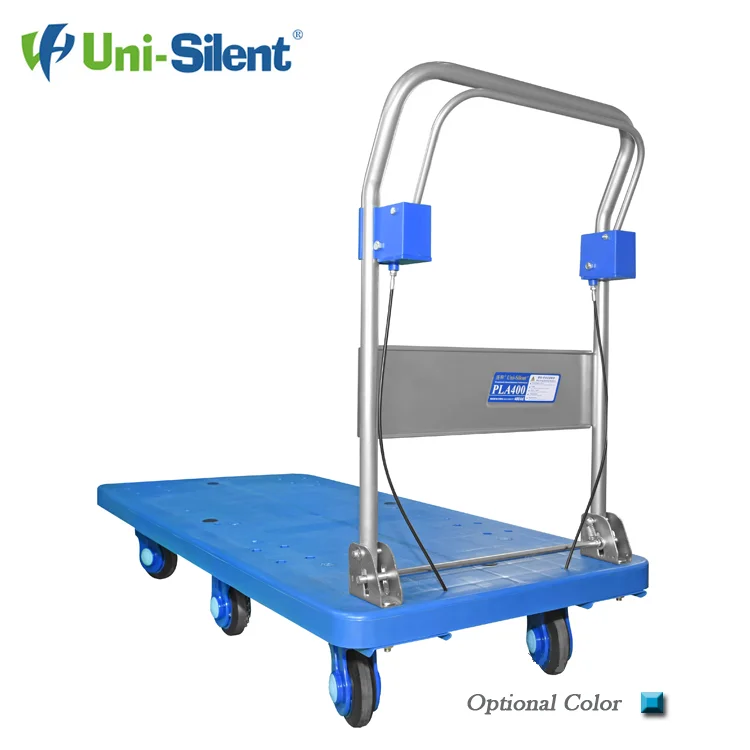 Flat Hand Trolley Folded Cart Foldable Hand Platform Cart Movable Trolley Industrial Trolley Mute Push Cart With Brake