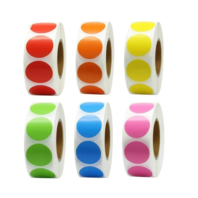 Customized Color 20mm Circle Round Self Adhesive Paper Dot Stickers ...