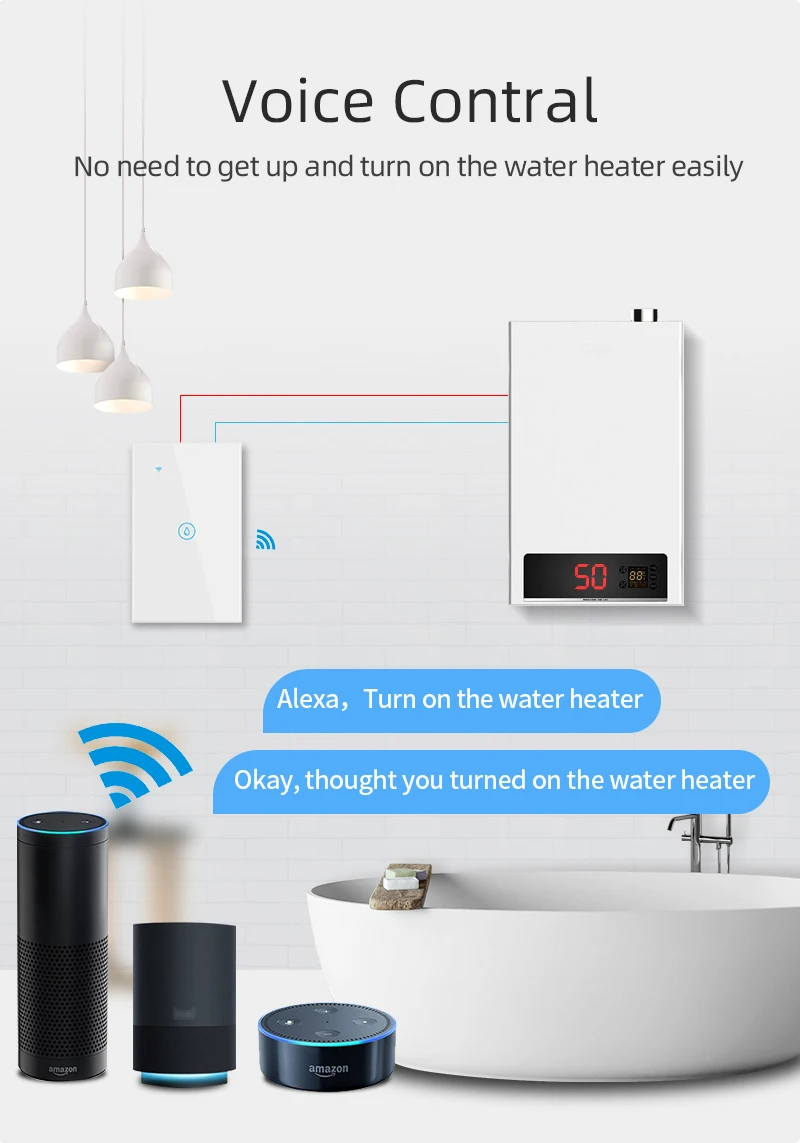 Water Heater Google Wifi And Alexa 20A Wifi Water Heater Switch US - Main Image
