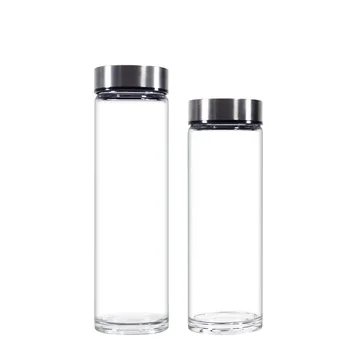 Wholesale Price Customized Clear Wide Mouth Thick Bottom High Borosilicate Glass Sports Drinking Glass Bottle Travel Bottle